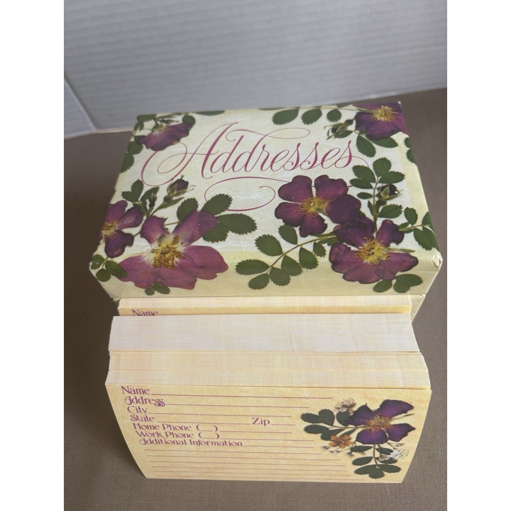 Vintage Current Address Box 1981 Floral Index Card 3x5 Over 100 Cards Ephemera